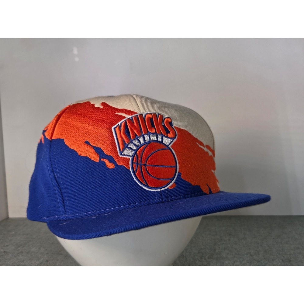 New York Knicks Snapback Hat Cap Splash Mitchell Ness Orange Blue Adjustable Y2K